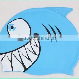 Women Men Kid Fish Shark Cartoon Design Silicone Shark Swimming Caps thumbnail-1