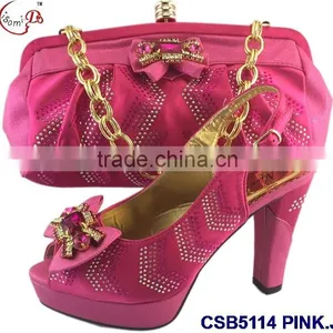 CSB5114 New International Trends Fashion Style African Design High Heel Shoes Matching Bag With Stone thumbnail-3