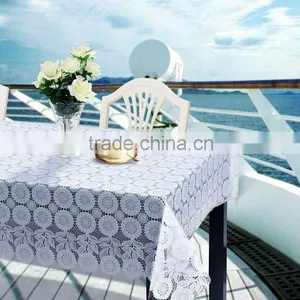 Quality Elegant Floral Printed White Decorating PVC Lace Table Cloth thumbnail-1