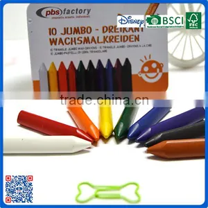 2016 Wholesale 10 Colors Triangle Crayon in Paer Box With Logo Printed Crayon for School Students thumbnail-1
