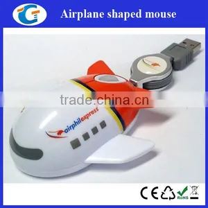 Aeroplane Shaped Wired Optical Mouse With Retractable Cable thumbnail-3