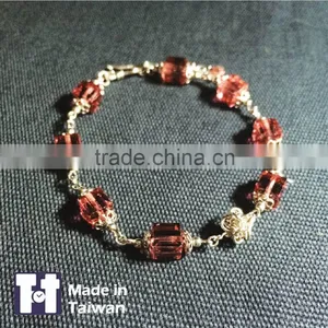 Customized Fashion Pink 925 Sterling Silver Bracelet Designed For Couple thumbnail-2