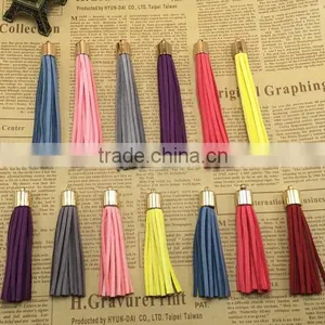 Wholesale 7-10cm Mutil Color Suede Leather Tassel,100pcs Gold Cap Tassel for Diy thumbnail-1