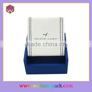 Stylish Wooden Cufflink Box/ Wholesale Engraved Cufflinks Gift Box With Leather Lid thumbnail-1