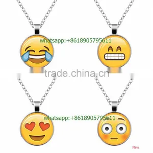 Womens Novelty Emoji Glass Time Gem Pendant Necklace for Friends Gift Idea thumbnail-2