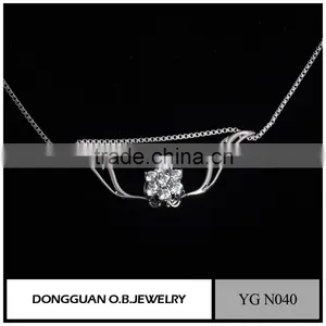 Wholesale Fashion Necklace Jewelry 925 Sterling Silver Crystal Flowers Necklace thumbnail-6