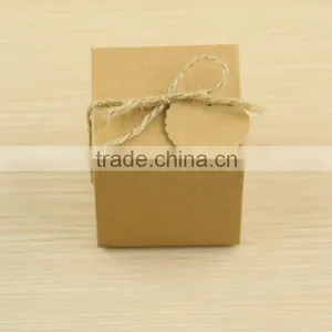 Square Kraft Paper Candy Boxes Wholesale Wedding Favor Boxes With Gift Tag thumbnail-2