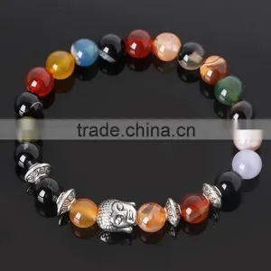New Charms Vintage Beads Natural Blue Sand Stone Buddha Bracelet thumbnail-5
