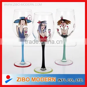 Hand Painted Red Wine Glass Drinking Glass thumbnail-1