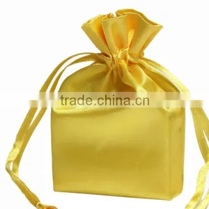 Gold Printed Gift Satin Jewelry Bag With Double String thumbnail-1