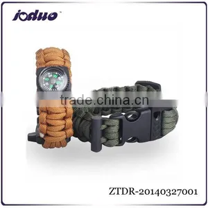 TOP High Quality Handwoven Survival Bracelet Paracute Bracelet Equipped With Whistle Buckles Flintstone Compass ZTDR-20140327001 thumbnail-1
