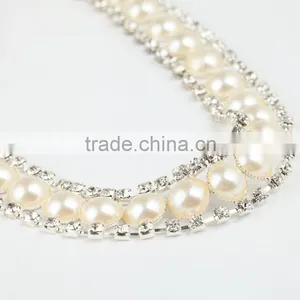 2016 Hot Selling Rhinestone Trim Pearl Rhinestone Chain Trim for Wholesale thumbnail-1