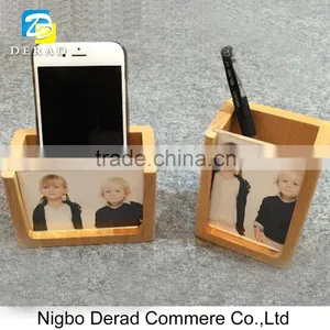 Storage Rack Wooden Pen Holder With Photo Frame Picture thumbnail-1