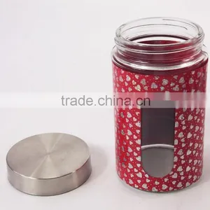 4 Pcs Set Red Round Glass Jar With Stainless Steel Lid thumbnail-6