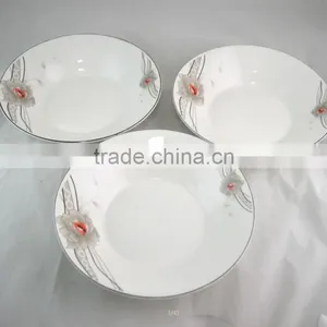 China ,best Ceramic Plate for Algeria, 8'' Soup Plate With Black Flower thumbnail-4