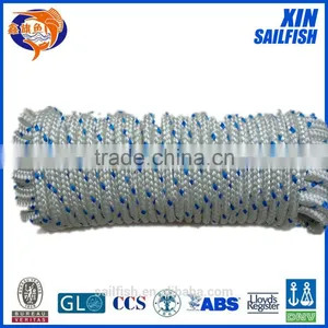 Diamond Braided White Nylon Rope With Blue Tracer thumbnail-1