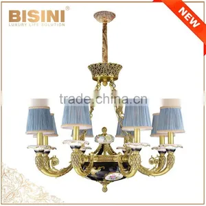 Porcelain Brass Elegant Empire Navy Chandelier, Antique Golden Bronze Pendant Light thumbnail-1