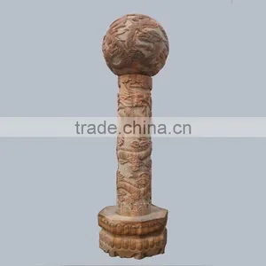 Hand Carved Chinese Style Marble Column With Dragon Relief thumbnail-1
