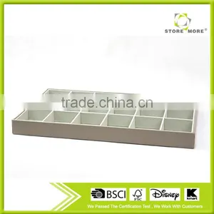 Stock Your Home 18 Compartment Stackable Jewelry Tray With Grey PU Leather thumbnail-1