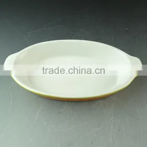 Color Glazed Ceramic Oval Shape Ceramic Bakeware Bake Plate in Stock thumbnail-2