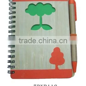 Cute Bamboo Cover Recycled Note Book With Recycled Ball Pen thumbnail-1