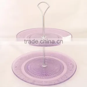 Double-decker Purple Glass Dishes With Iron Rack for Invitation thumbnail-1