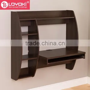 Floating Desk With Storage and Keyboard Tray Living Room Wood Table MDF Wall Mount Desk thumbnail-4
