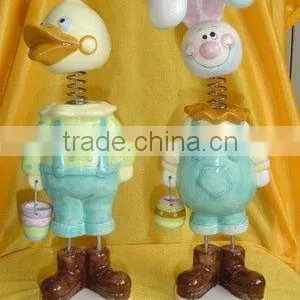 Ceramic Easter Rabbit & Duck Decoration thumbnail-1