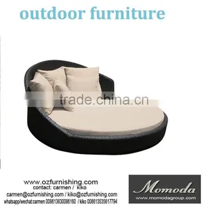 MMD014 Wicker Outdoor Furniture Daybed Lounge Sofa Setting Rattan Sunlounge Shade Hood thumbnail-1
