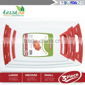 3 Piece Chopping Board Plastic Cutting Board Set With Non-Slip Feet and Deep Drip Juice Groove -Dishwasher Safe -Decorated Your thumbnail-6