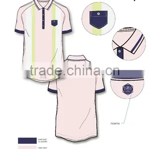 Italy Fashion Design Men's Polo Shirt in Pink With Placket thumbnail-1
