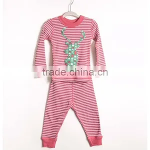 2016 Winter Children's Christmas Boys and Girls Striped Pajama Set Baby Toddler Christmas Pajamas HSP9547 thumbnail-2