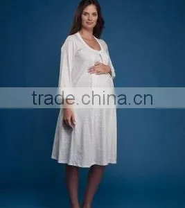 34 Sleeve Nursing and Maternity Pajamas Hospital Nursing Gown Rose Print thumbnail-1