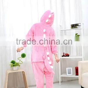 Flannel Cartoon Adult Animal Jumpsuit Animal Pajamas Jumpsuit Pink Dinosaur Design thumbnail-2