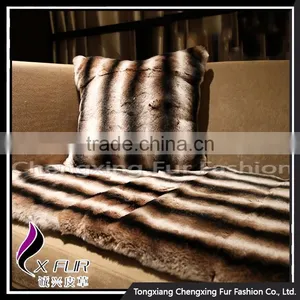 CX-D-128A Luxury Genuine Rex Rabbit Fur Throw Blanket Sofa Throw thumbnail-3