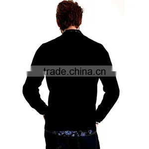 Round Neck Long Sleeve Rib Knit Hem Latest Sweater Design for Men thumbnail-2