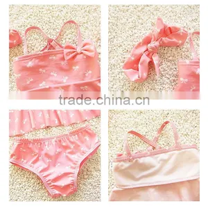 S31346W Kids Swimwear Young Little Girl Sweet Pink Swimsuit thumbnail-3