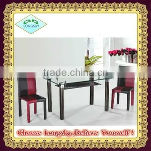 Tempered Glass and Metal Dining Table Set Glass Dining Table thumbnail-1
