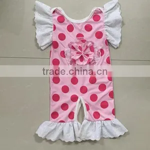 2016 Ruffles Baby Girls Jumpsuit Summer Polk Dots Halter Cotton Rompers Toddler Bodysuit For Kids thumbnail-1