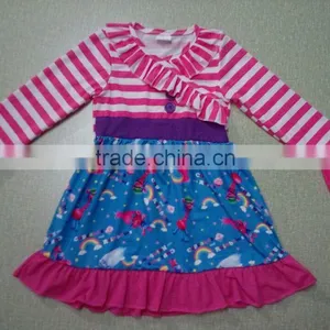 BY-D105 2017 Summer Children Frocks Designs Lovely Troll Printed Kids Dresses Wholesale Baby Clothes thumbnail-1