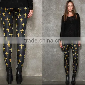 Fashion Street British Wind Gold Cross Backing Pants thumbnail-1