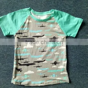 Children's Boutique Airplane Print Clothing Remake Boy Short Sleeve t Shirt in Summer thumbnail-1