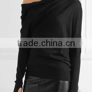 2017 New Design Girl One- Shoulder Sweater Knitted Pullover thumbnail-1