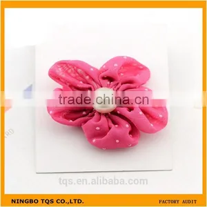 Wholesale Colorful Flower With Beads 5cm Girls Hair Weeding Stain Ribbon Bows thumbnail-5
