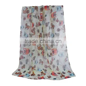 Voile Scarves & Wraps Rectangle Pale Yellow Squirrel Scarves Fashion thumbnail-1
