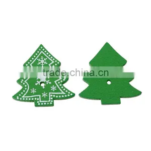 Handmade 3.2cmx3cm Snowflake Christmas Tree Two Holes Wood Button for Decorating thumbnail-1