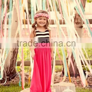 Wholesale China Factory Rose White Black Strip Mommy Me Long Dress thumbnail-4