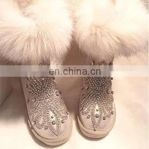 Aidocrystal Wholesale Factory Price 2016 Fashion Warm Plush Women's Boots With Rhinestone thumbnail-2
