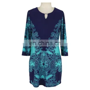 Stretch Print Polyester Old Women Tunic Dress Guangzhou ODM thumbnail-1