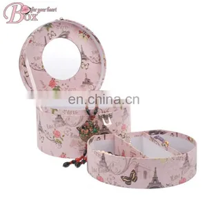 Round Jewelry Spring of Decorative Pattern Pink Box With Locks thumbnail-2